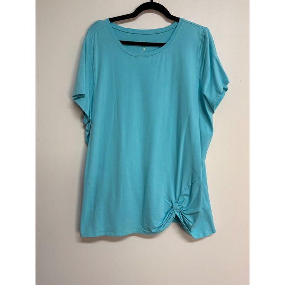 Belle by Kim Gravel, Turquoise, Short Sleeve Shirt, Women's Size XL - Picture 1 of 5